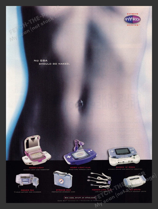 2001 Nyko "No GBA should go naked" Accessories Video Game Print Advertisement Fetch the Paper!