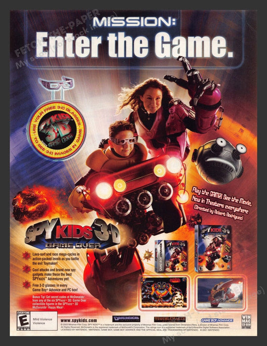 2003 Spy Kids 3-D: Game Over Video Game Print Ad