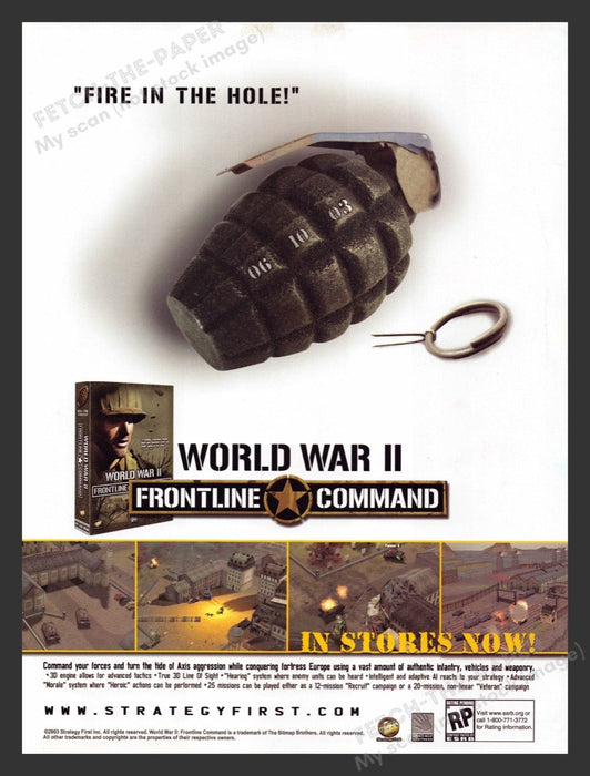 2003 World War II Frontline Command Video Game Print Advertisement Fetch the Paper!