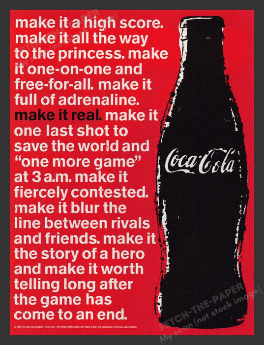 2005 Coca-Cola "Make it Real" Video Game Playing Print Advertisement Ad