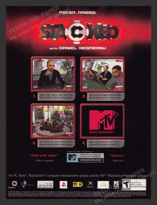 2006 Stacked Poker Daniel Negreanu Raised Video Game Print Advertisement
