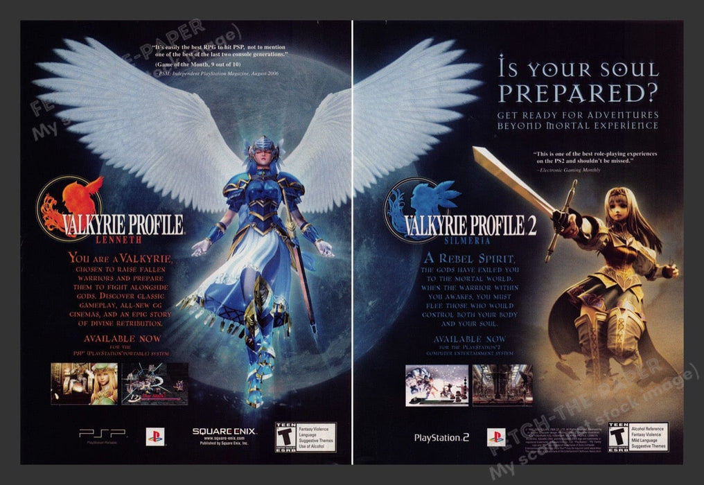 2006 Valkyrie Profile 2 Lenneth & Silmeria Video Game Print Ad 2 pages Fetch the Paper!