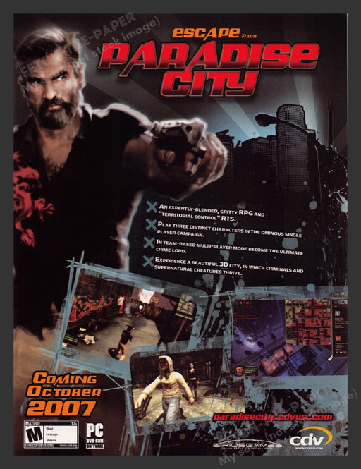 2007 Escape from Paradise City Video Game Print Advertisement