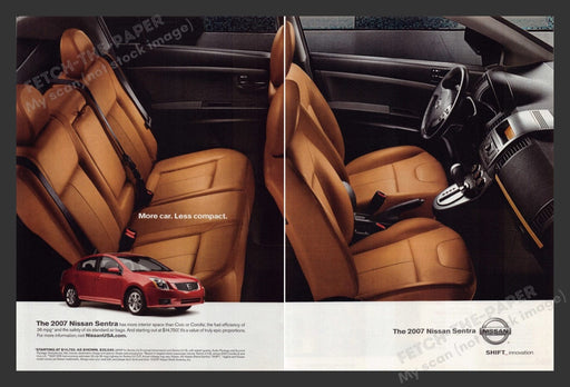 2007 Nissan Sentra Interior "More car. Less compact"  Print Advertisement (2pgs)