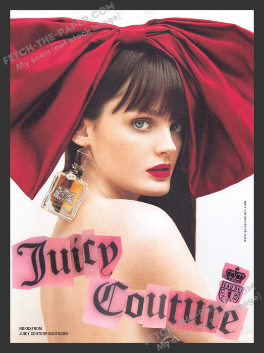 2007 Print Advertisement Juicy Couture Perfume Girl Big Red Hair Bow Ad.
