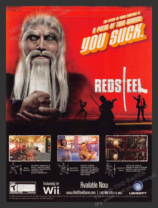 2007 Red Steel "You suck!" Print Advertisement