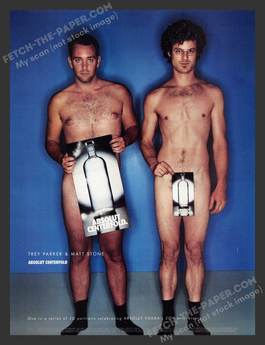 2000 Print Advertisement Absolut Vodka Centerfold Trey Parker Matt Stone Ad.