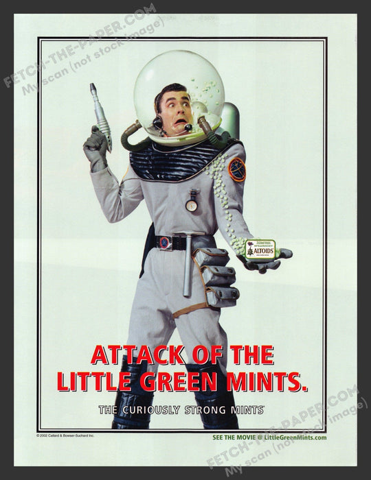 2003 Altoids "Attack of the Little Green Mints" Print Advertisement Ad.