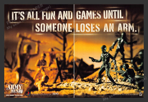 1998 Army Men Dirt Always Fun & Games Video Game Print Advertisement (2 Pgs)