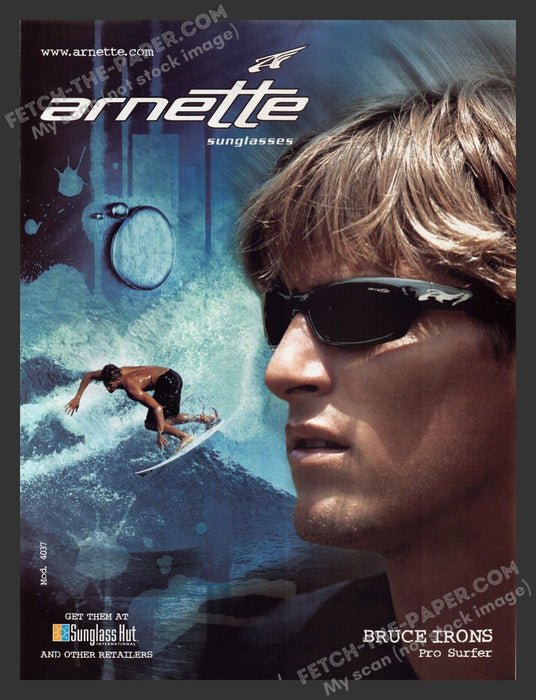 2005 Print Advertisement Arnette Sunglasses Bruce Irons Pro Surfer Athlete Ad.