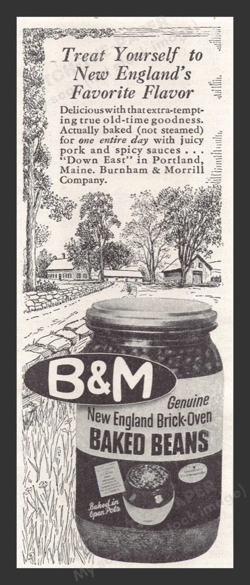 1948 B & M New England Brick-Oven Baked Beans Print Advertisement Ad