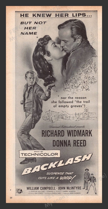 1956 Backlash Movie Release Print Advertisement Ad