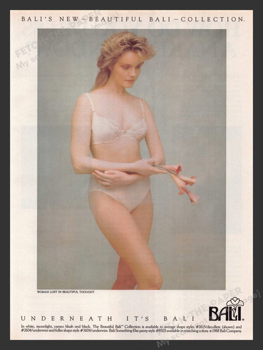1988 Bali Lingerie "Woman lost in beautiful thought" Print Advertisement Ad