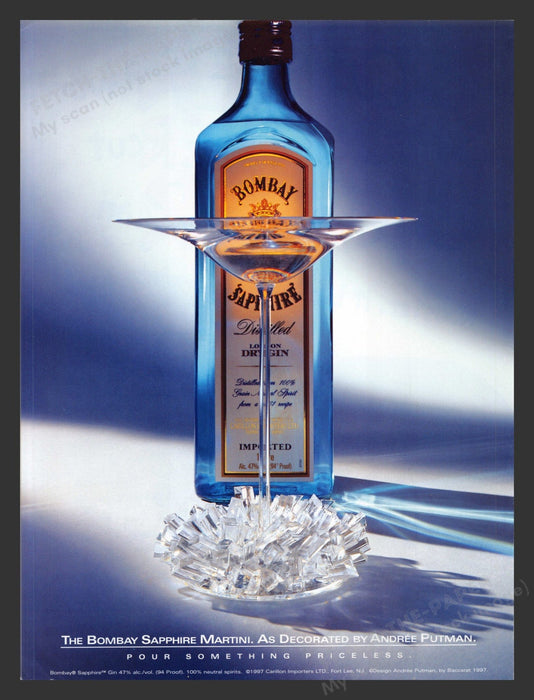 1999 Bombay Sapphire Martini Glass Andree Putman Print Advertisement Ad.