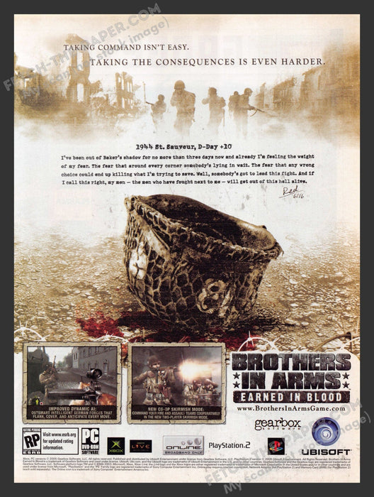 2005 Print Advertisement Brothers in Arms: Earned in Blood Video Game Ad.