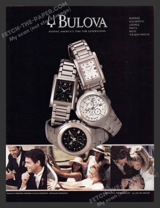 2002 Bulova Watches "Keeping America's Time for Generations" Print Advertisement.