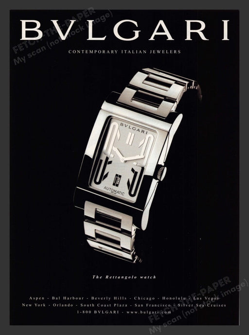 2001 Bvlgari Italian Watches "The Rettangolo" Print Advertisement Ad