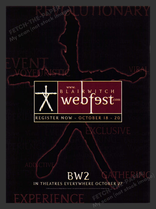 2000 BW2 Blair Witch Movie Release Print Advertisement Ad.