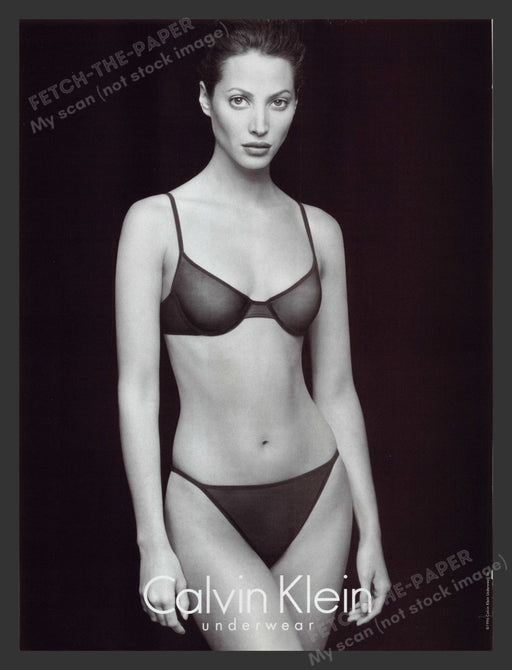 Calvin Klein 2000s Print Advertisement Underwear Christy Turlington Bra Panties Fetch the Paper!