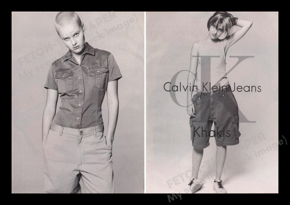 Calvin Klein Clothing 1990s Print Advertisement Ad (2 pgs) 1996 Androgynous Teen Fetch the Paper!