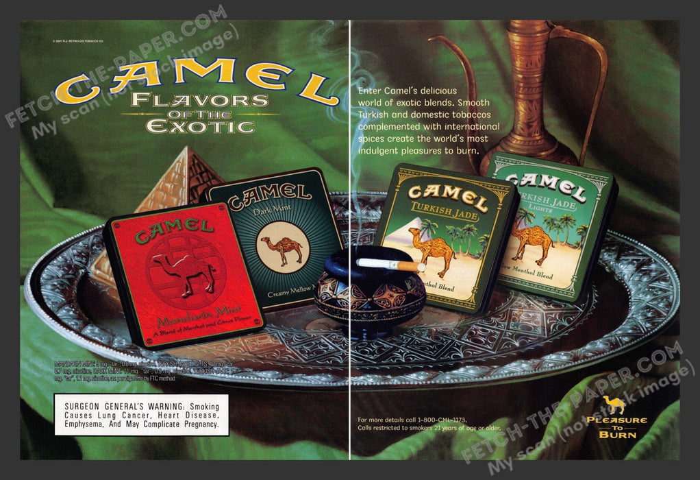 2001 Camel Cigarettes Flavors of the Exotic  Print Advertisement (2 Pages).
