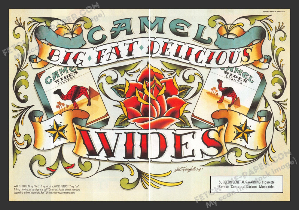 2006 Print Advertisement 2 Page Camel Wides Cigarettes Scott Campbell Artist Ad.