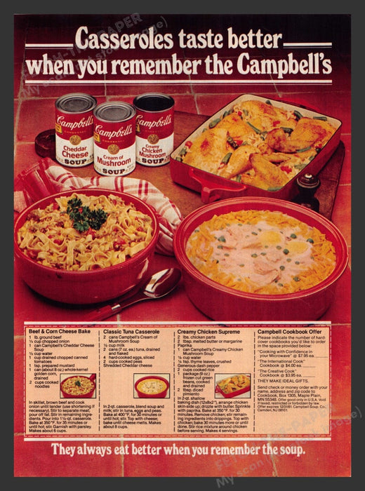 1981 Campbell's Soup Casserole Recipes Print Advertisement Ad