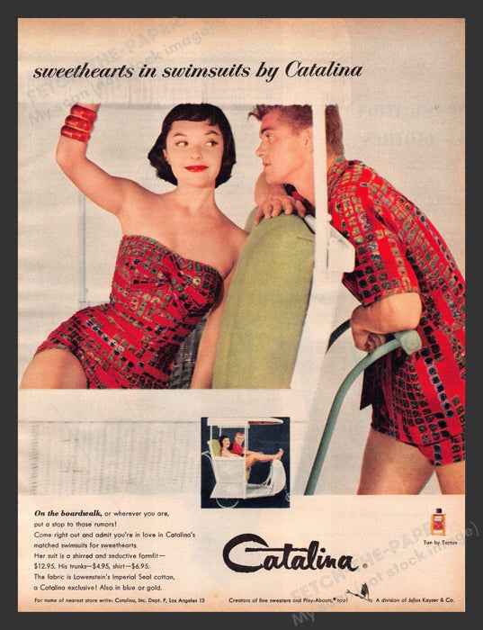 1956 Catalina Swimwear Boardwalk Pedicab Color Print Advertisement Ad