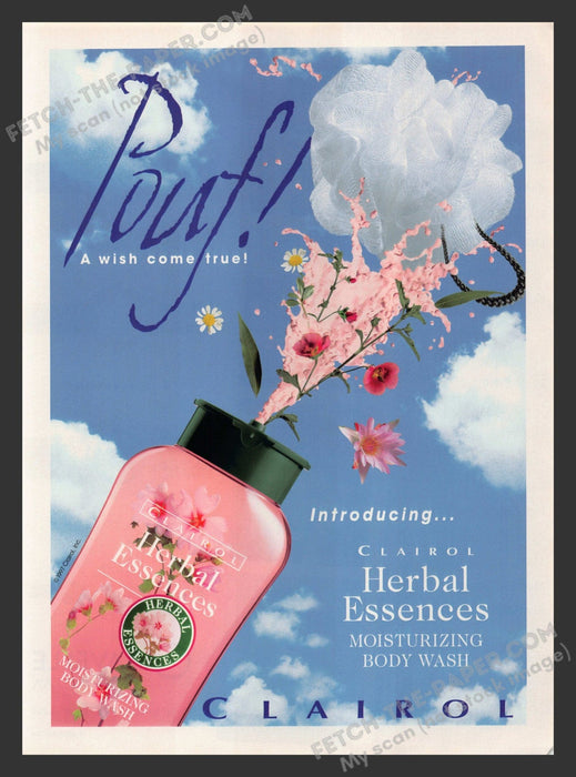 1997 Print Advertisement Clairol Herbal Essences Body Wash Beauty Product Ad.