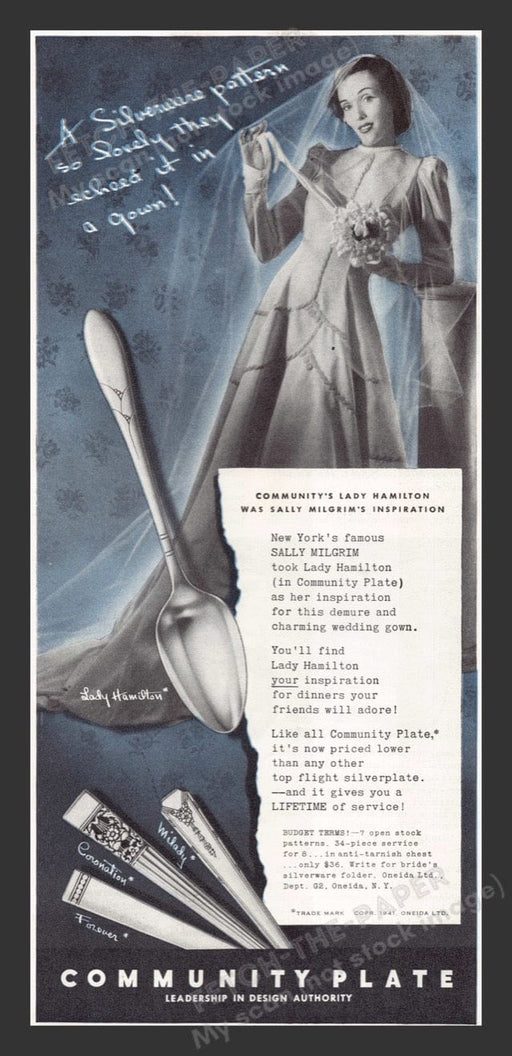 1941 Community Plate Flatware "Lady Hamilton" Color Print Advertisement Ad