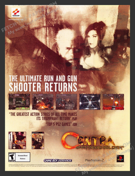 2003 Print Advertisement Contra: Shattered Soldier Video Game Ad.