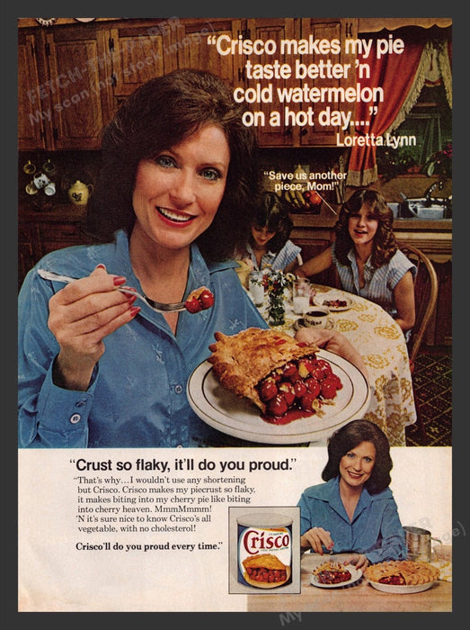 1981 Crisco & Loretta Lynn Cherry Pie Print Advertisement Ad