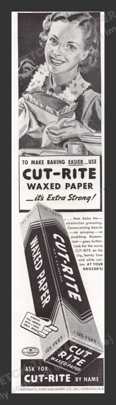1941 Cut-Rite Waxed Paper Woman Making Bread Print Advertisement Ad