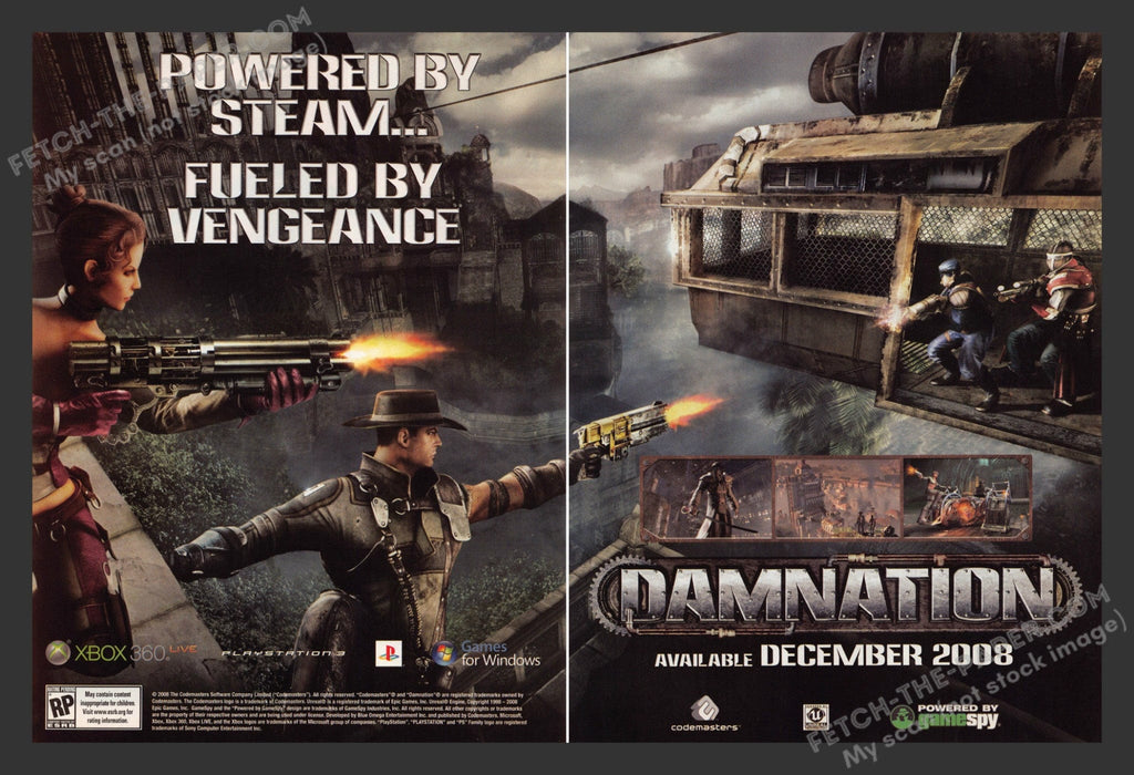 2008 Print Advertisement 2 Page Damnation Video Game Ad.