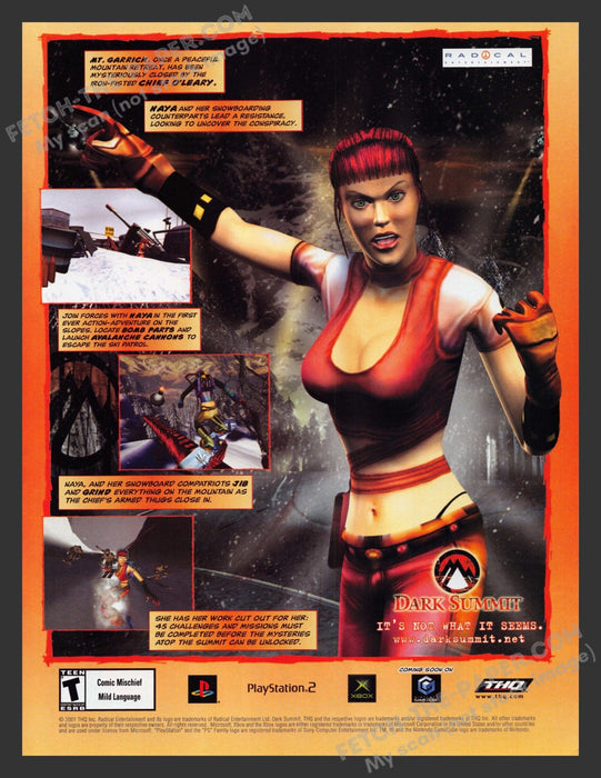 2001 Print Advertisement Dark Summit Video Game Ad.