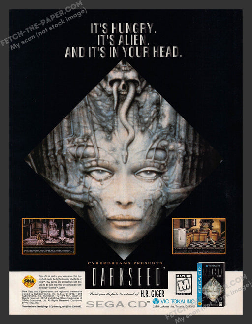 1994 Print Advertisement Darkseed Sega Video Game Ad.