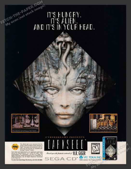 1994 Print Advertisement Darkseed Sega Video Game Ad.