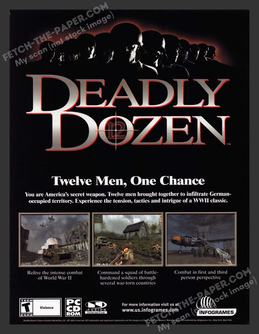 2001 Print Advertisement Deadly Dozen Video Game Ad.