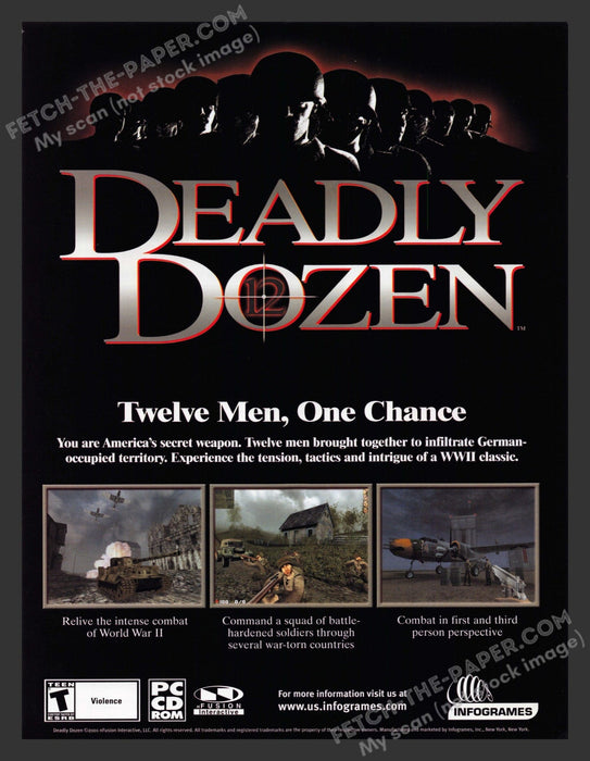 2001 Print Advertisement Deadly Dozen Video Game Ad.