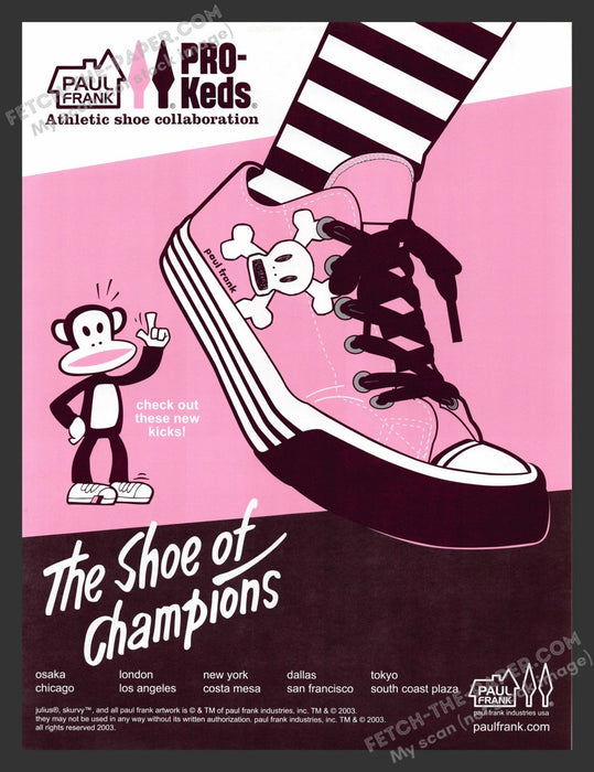 2003 Designer Paul Frank  & Pro-Keds Shoes Collaboration Print Advertisement.