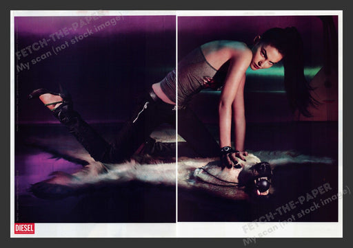 Diesel Model on Bear Rug 2000s Print Advertisement (2 pages) 2005 Fetch the Paper!