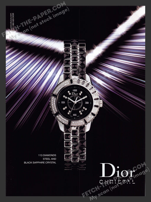 2006 Print Advertisement Dior Christal Watches Black Sapphire Ad.