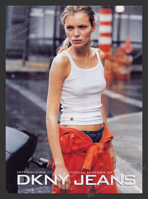 DKNY Jeans 1990s Print Advertisement Ad 1998 Tank Top Model New York City Fetch the Paper!