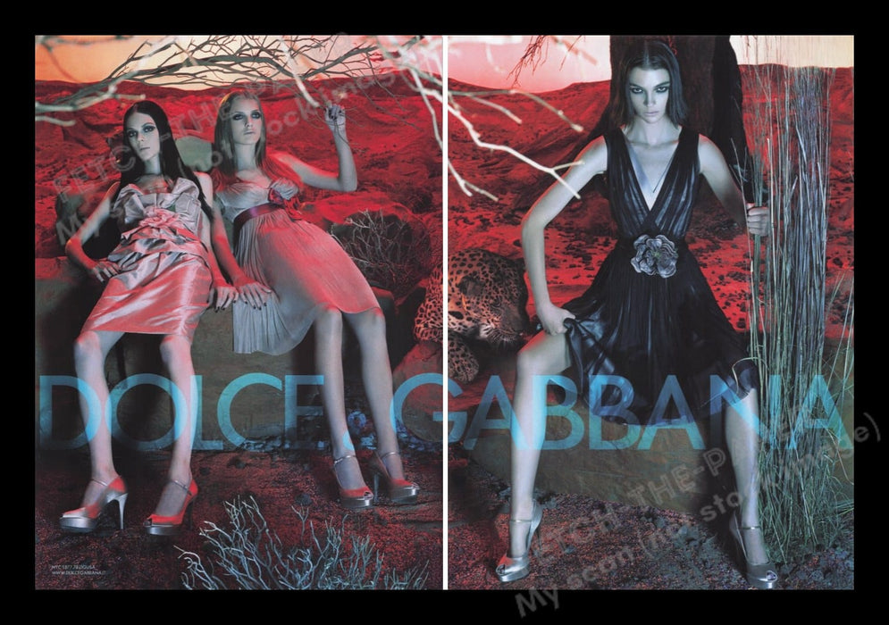 Dolce & Gabbana Clothing 2000s Print Advertisement Ad (2 pgs) 2007 Legs Leopard Fetch the Paper!