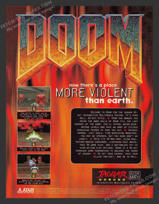 Doom Atari Jaguar Video Game 1990s Print Advertisement Ad 1994 Fetch the Paper!
