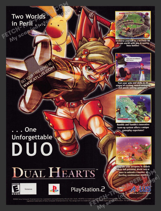 2002 Print Advertisement Video Game Dual Hearts Ad.