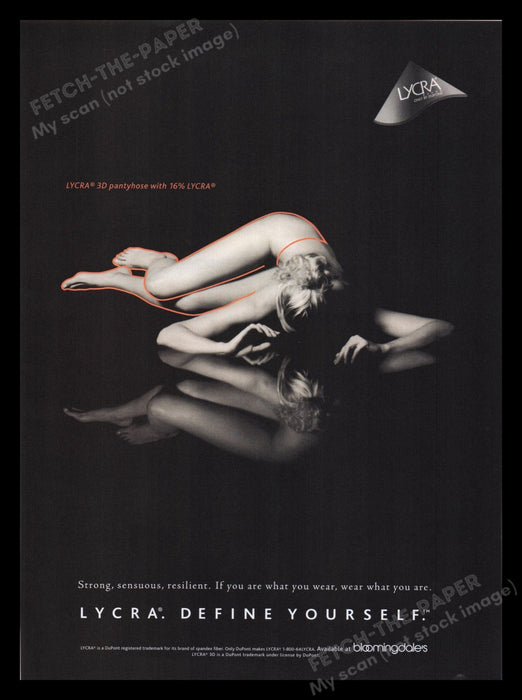 DuPont Lycra 1990s Print Advertisement Ad 1998 3D Pantyhose "Define Yourself" Fetch the Paper!
