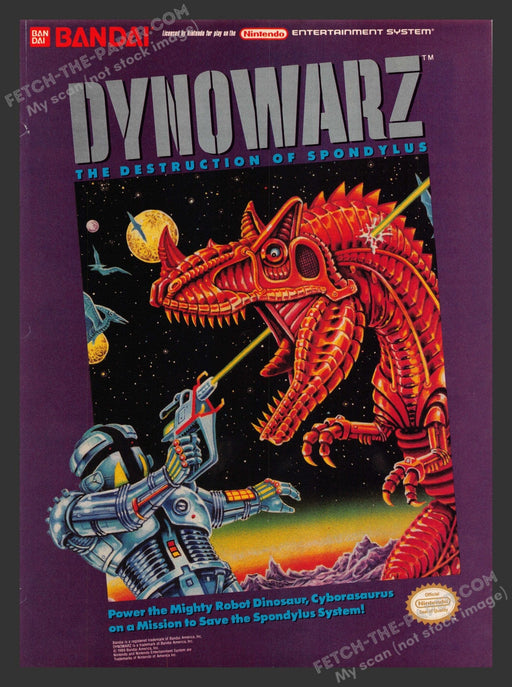 1990 Print Advertisement Dynowarz: The Destruction of Spondylus Video Game Ad.