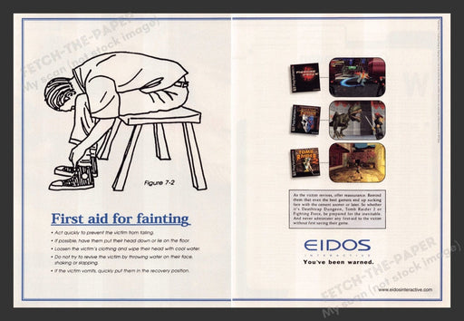 1997 EIDOS First Aid for Fainting Video Game Print Advertisement (2 Pages)