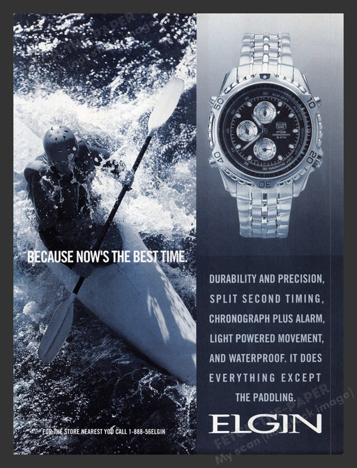 2000 Elgin Watches Kyaking Print Advertisement Ad.